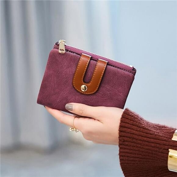 AOXONEL Womens Small Bifold Wallet Slim Leather Mini Wallet RFID Card Holder - Picture 5 of 8